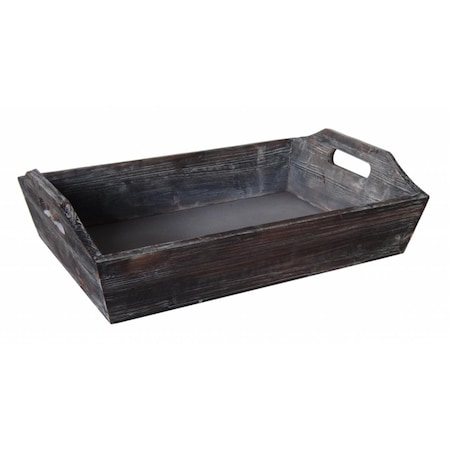 Made-To-Order Cheung's Deep Wooden Shabby Brown Tray with Side handles MA2546646